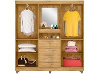 Guarda-roupa com Espelho 4 Portas 4 Gavetas Araplac Pequim - 5