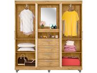 Guarda-roupa com Espelho 4 Portas 4 Gavetas Araplac Pequim - 6