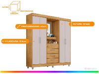 Guarda-roupa com Espelho 4 Portas 4 Gavetas Araplac Pequim - 3