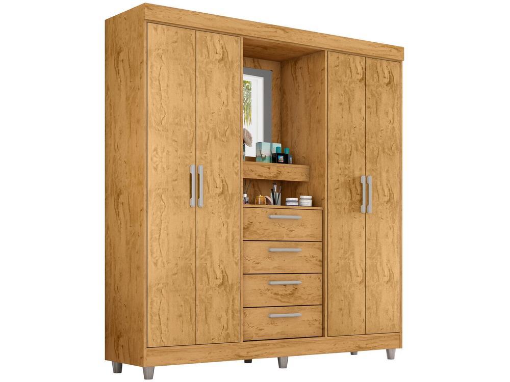 Guarda-roupa com Espelho 4 Portas 4 Gavetas Araplac Pequim - 1