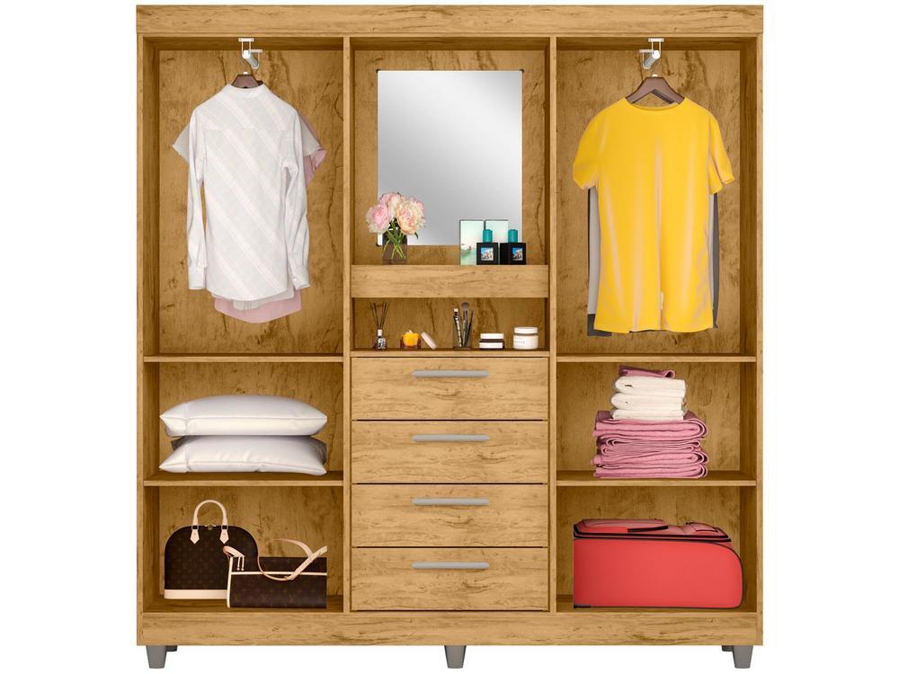 Guarda-roupa com Espelho 4 Portas 4 Gavetas Araplac Pequim - 5