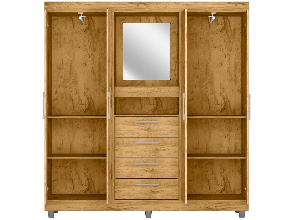 Guarda-roupa com Espelho 4 Portas 4 Gavetas Araplac Pequim - 6