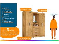 Guarda-roupa com Espelho 4 Portas 4 Gavetas Araplac Pequim - 2