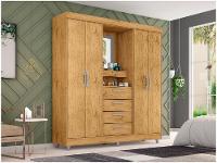 Guarda-roupa com Espelho 4 Portas 4 Gavetas Araplac Pequim