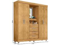 Guarda-roupa com Espelho 4 Portas 4 Gavetas Araplac Pequim - 8