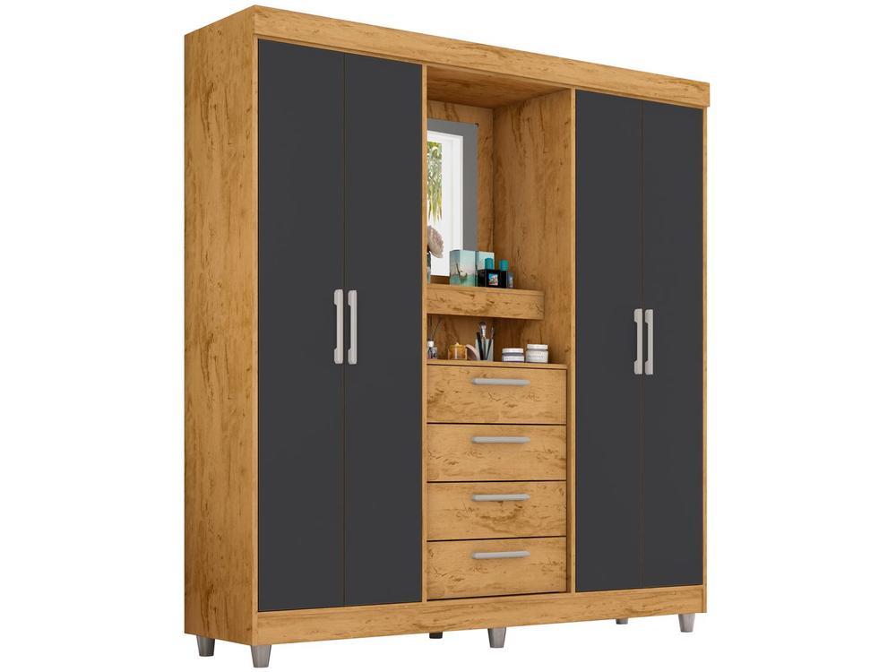 Guarda-roupa com Espelho 4 Portas 4 Gavetas Araplac Pequim - 1