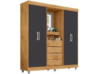 Guarda-roupa com Espelho 4 Portas 4 Gavetas Araplac Pequim - 1