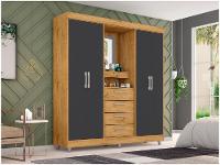 Guarda-roupa com Espelho 4 Portas 4 Gavetas Araplac Pequim