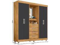 Guarda-roupa com Espelho 4 Portas 4 Gavetas Araplac Pequim - 9