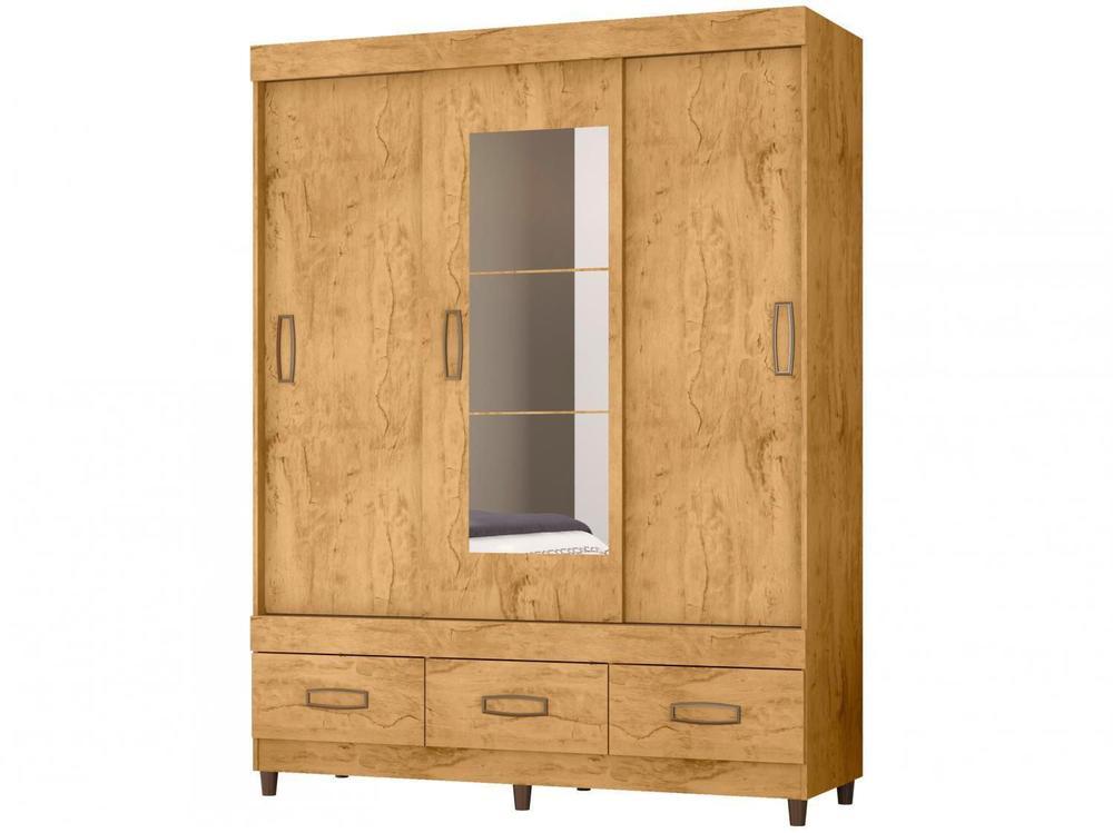 Guarda-roupa Casal com Espelho 3 Portas de Correr 3 Gavetas Araplac Cairo - 7