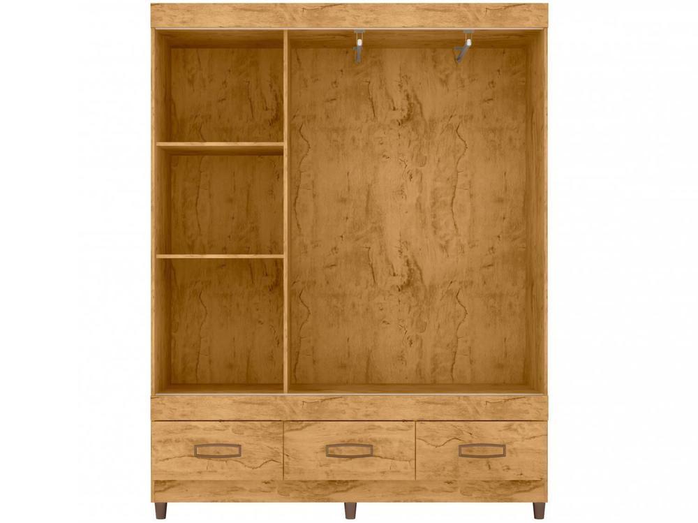 Guarda-roupa Casal com Espelho 3 Portas de Correr 3 Gavetas Araplac Cairo - 9