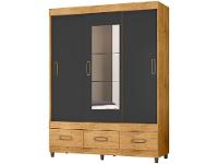 Guarda-roupa Casal com Espelho 3 Portas de Correr 3 Gavetas Araplac Cairo - 1