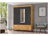 Guarda-roupa Casal com Espelho 3 Portas de Correr 3 Gavetas Araplac Cairo - 6