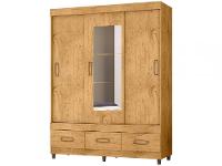 Guarda-roupa Casal com Espelho 3 Portas de Correr 3 Gavetas Araplac Cairo - 7
