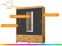 Guarda-roupa Casal com Espelho 3 Portas de Correr 3 Gavetas Araplac Cairo - 3