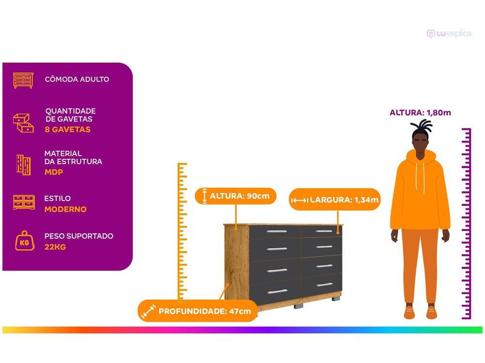 Cômoda 8 Gavetas Araplac Denver - 2