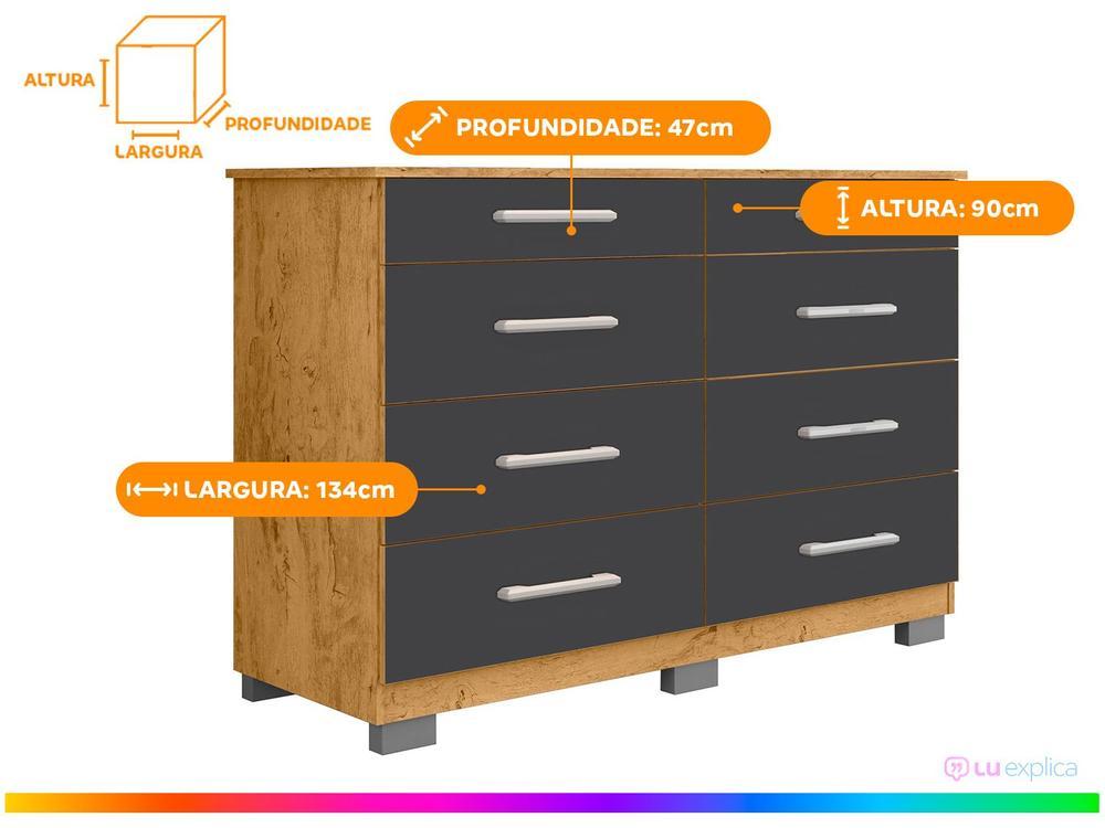 Cômoda 8 Gavetas Araplac Denver - 3