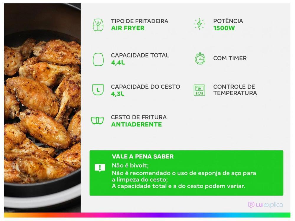 Air Fryer Philco PFR15PG Preto 4,3L com Timer - 2