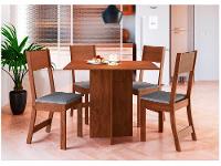 Mesa de Jantar 4 Cadeiras Retangular Tecido Preto Indekes Talita - 1