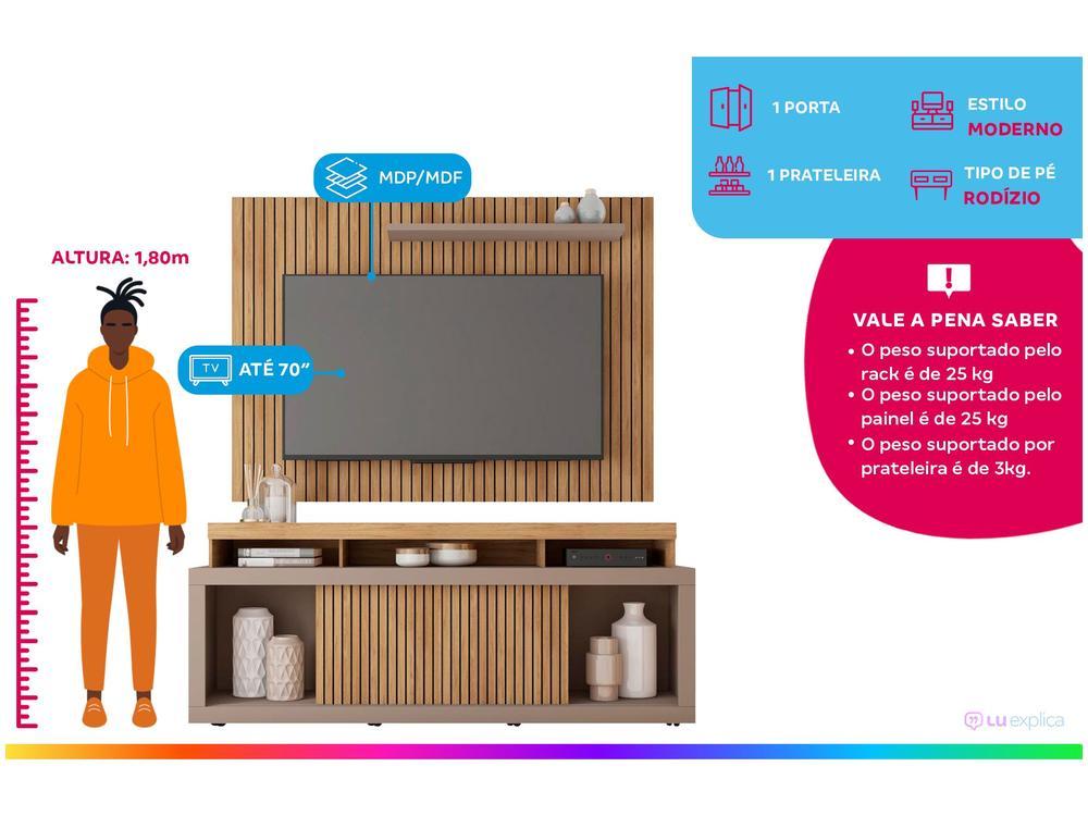 Rack para TV até 70” com Painel 1 Porta Caemmun Aegon - 2