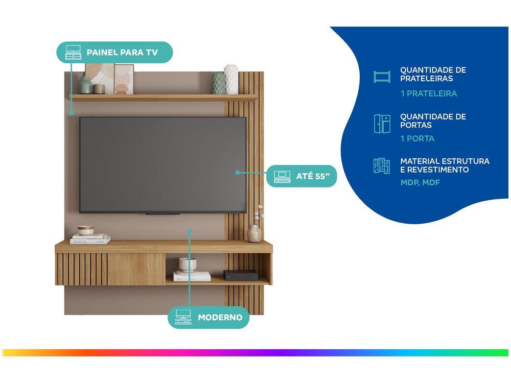 Painel para TV até 55” Caemmun Jade 1 Prateleira - 2