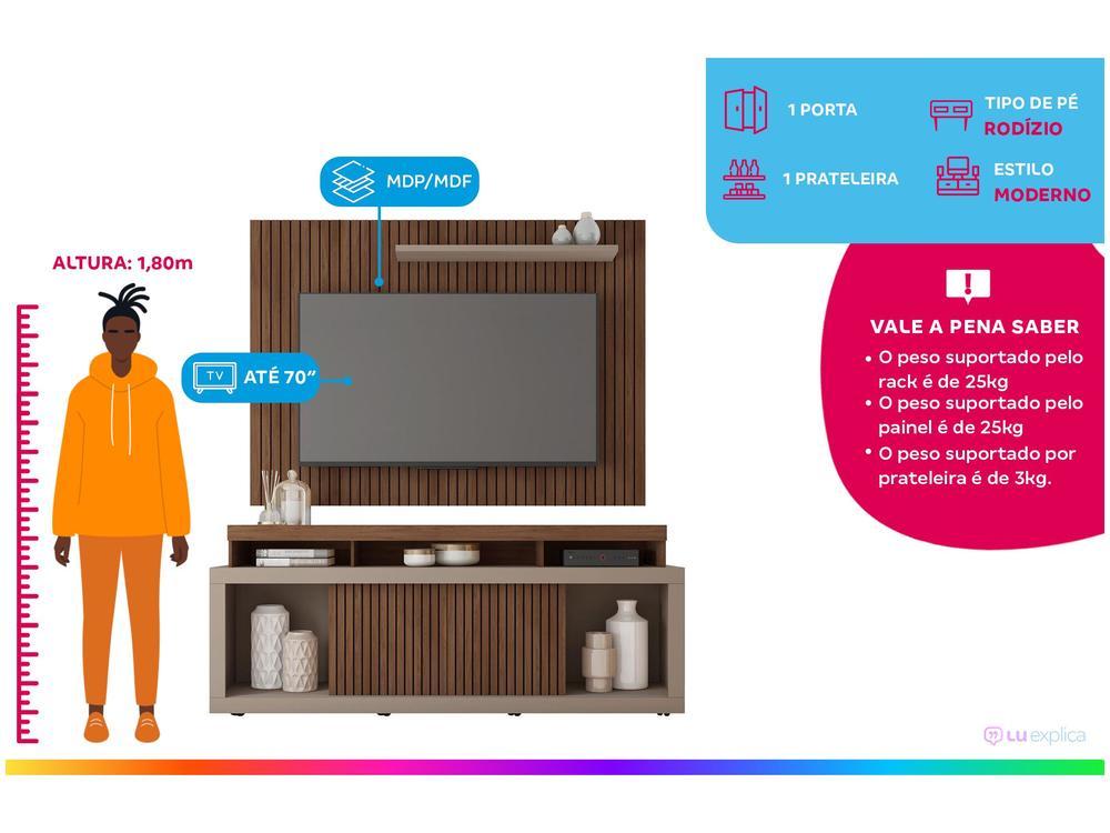 Rack para TV até 70” com Painel 1 Porta Caemmun Aegon - 2
