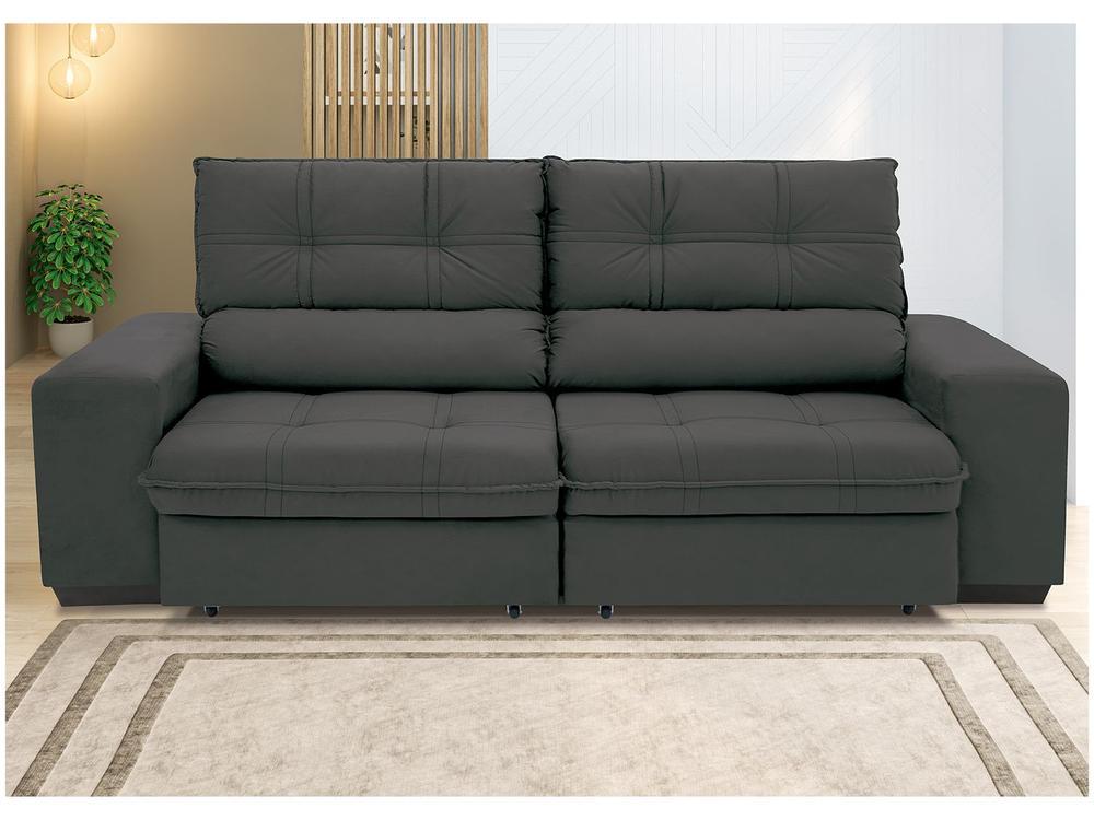 Sofá Retrátil Reclinável 3 Lugares Suede Brunello Linoforte - 4