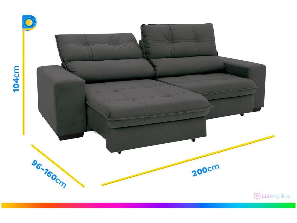 Sofá Retrátil Reclinável 3 Lugares Suede Brunello Linoforte - 3