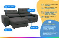 Sofá Retrátil Reclinável 3 Lugares Suede Brunello Linoforte - 2