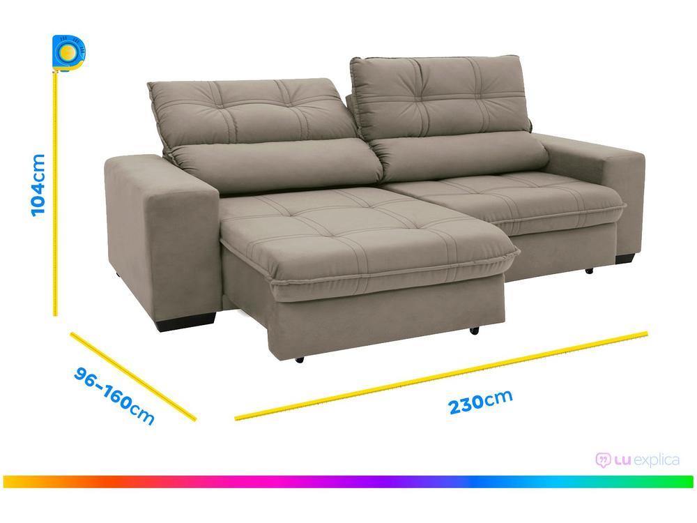 Sofá Retrátil Reclinável 4 Lugares Suede Brunello Linoforte - 3