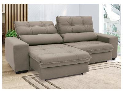 Sofá Retrátil Reclinável 4 Lugares Suede Brunello Linoforte