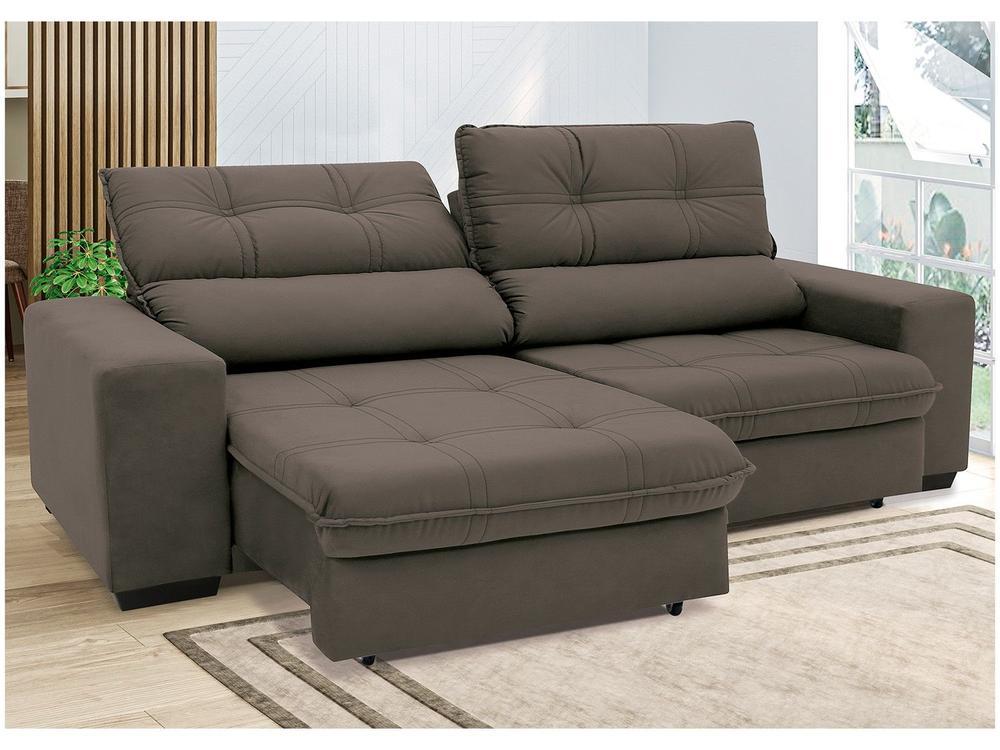 Sofá Retrátil Reclinável 3 Lugares Suede Brunello Linoforte - 4