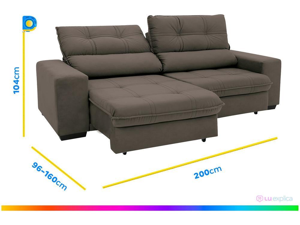 Sofá Retrátil Reclinável 3 Lugares Suede Brunello Linoforte - 3