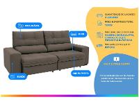 Sofá Retrátil Reclinável 3 Lugares Suede Brunello Linoforte - 2