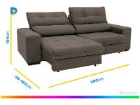 Sofá Retrátil Reclinável 3 Lugares Suede Brunello Linoforte - 3