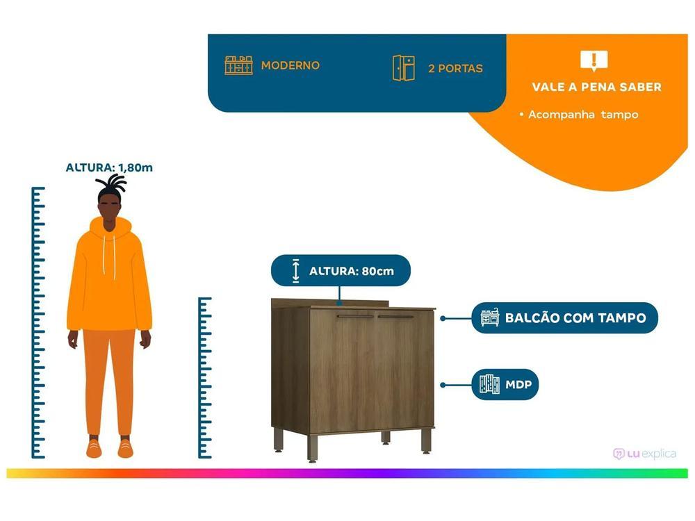 Balcão de Cozinha com Tampo Luciane 2 Portas Suíça - 2