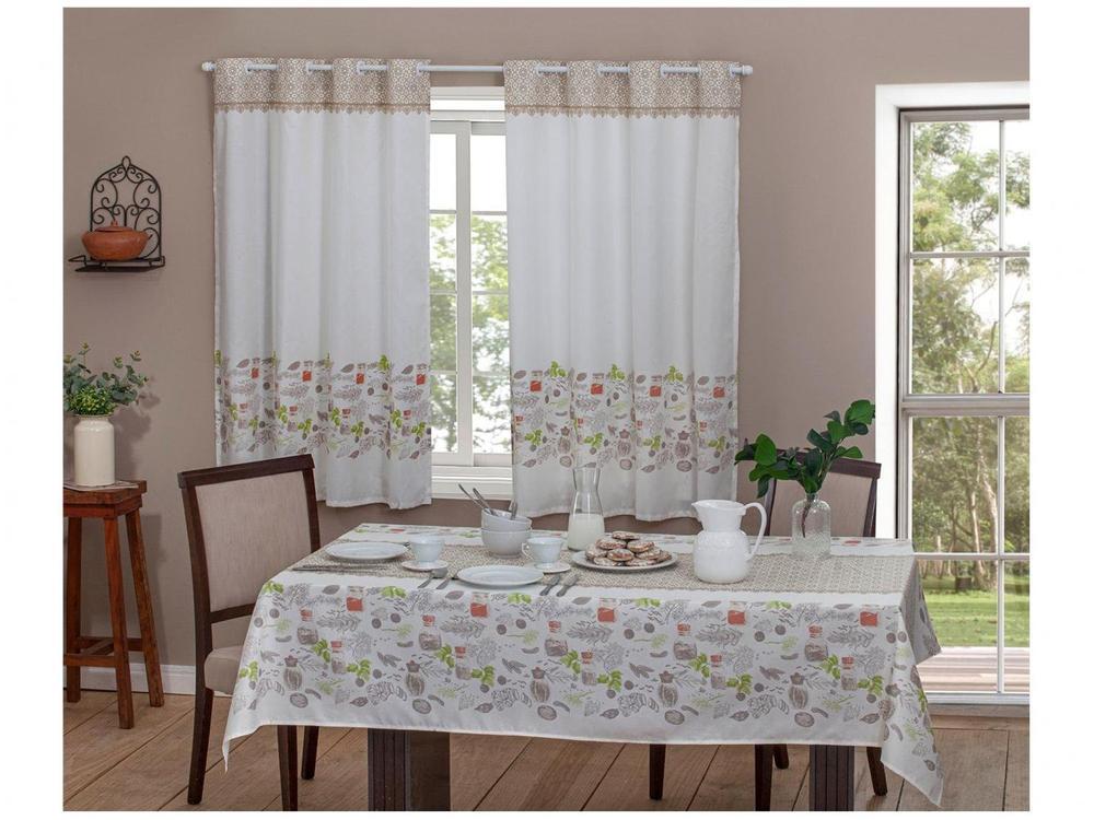 Cortina para Cozinha Sultan Branco e Bege - 1