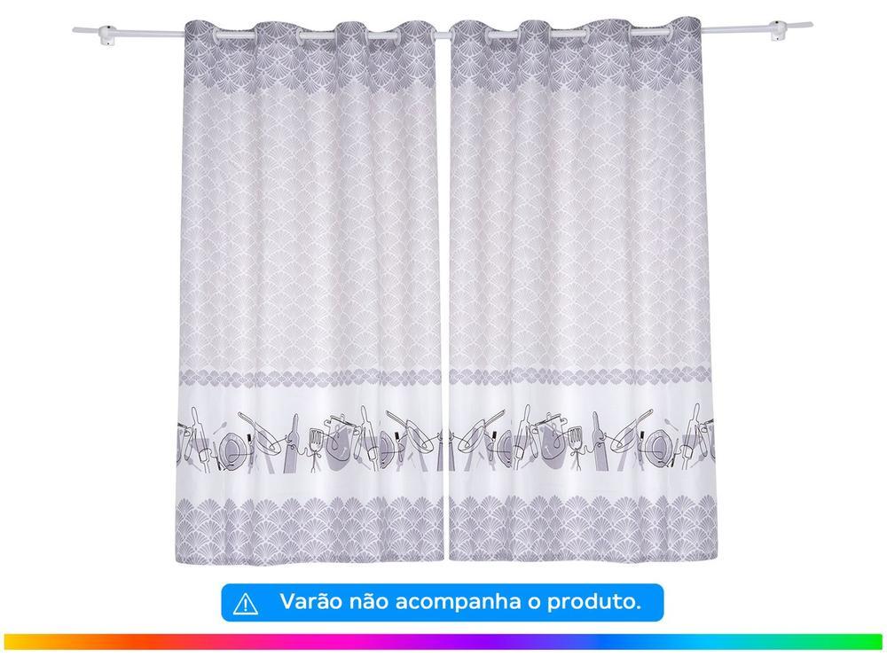 Cortina para Cozinha Sultan Branco e Cinza - 3