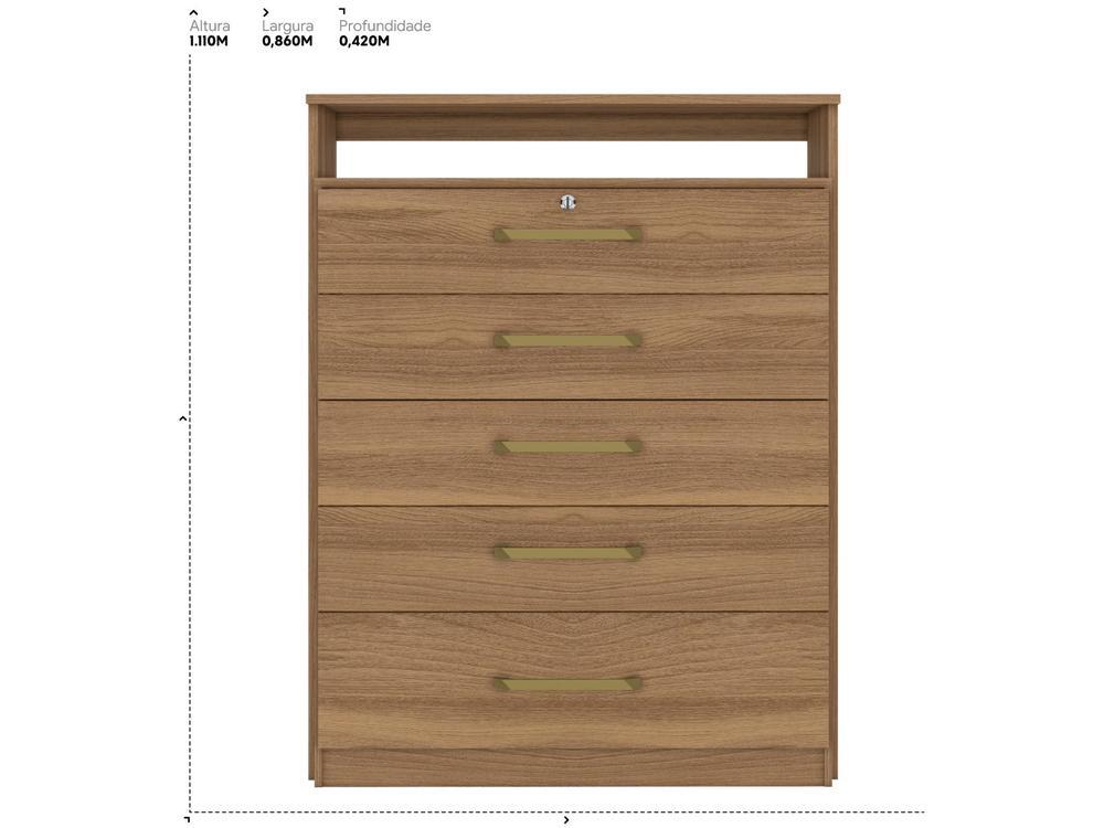 Cômoda com Chave 5 Gavetas Demóbile Triunfo - 12
