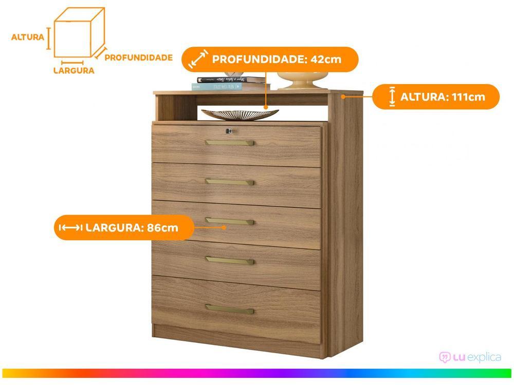 Cômoda com Chave 5 Gavetas Demóbile Triunfo - 3