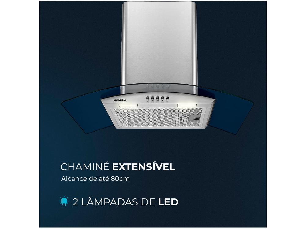 Coifa de Parede Mondial 60cm Inox até 4 Bocas Curvo CF60-01 - 12
