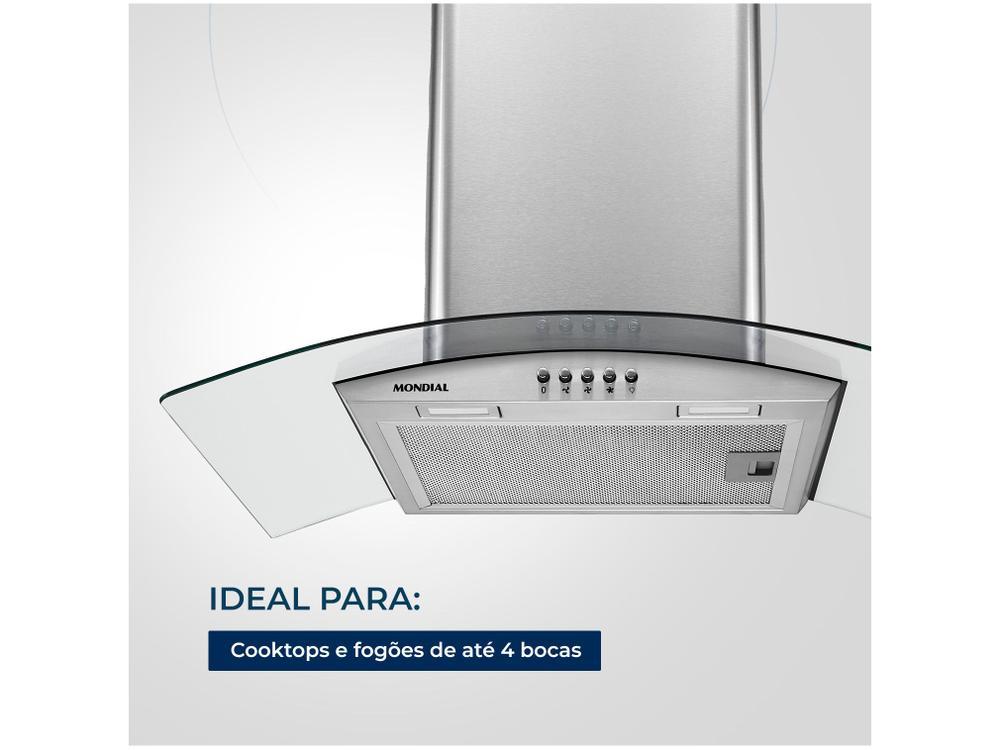 Coifa de Parede Mondial 60cm Inox até 4 Bocas Curvo CF60-01 - 13