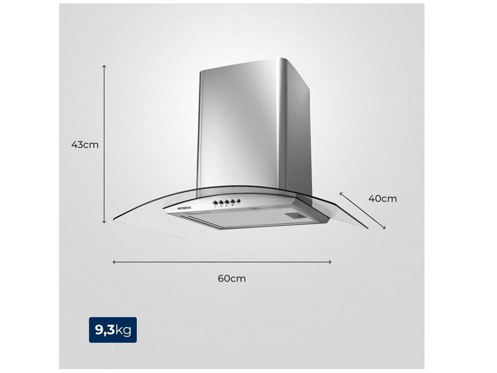 Coifa de Parede Mondial 60cm Inox até 4 Bocas Curvo CF60-01 - 8