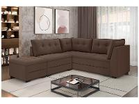 Sofá de Canto 5 Lugares com Puff Veludo Benfica Besthouse - 5