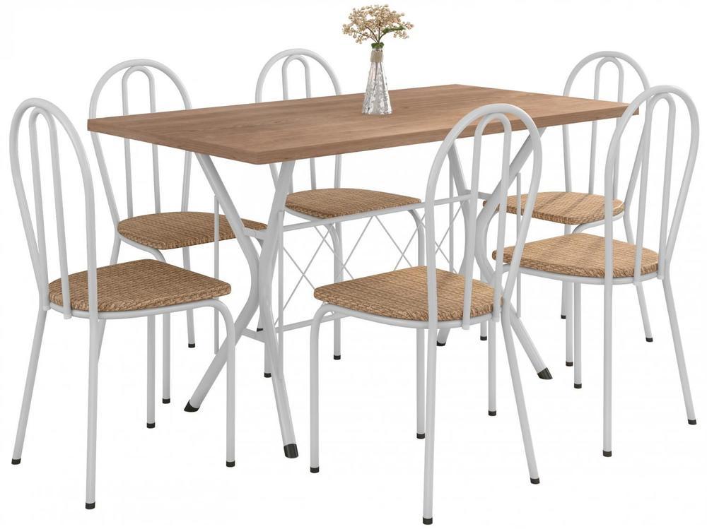 Mesa de Jantar 6 Cadeiras Retangular Branca - 5