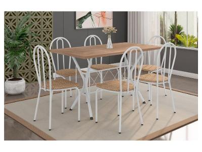 Mesa de Jantar 6 Cadeiras Retangular Branca