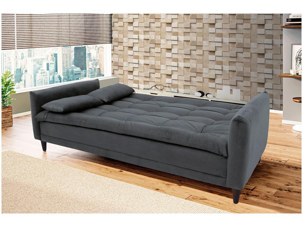 Sofá-cama Casal 3 Lugares Reclinável Suede Linoforte Estela - 4