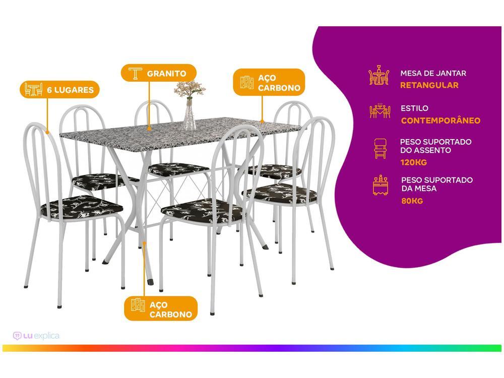 Mesa de Jantar 6 Lugares Retangular Branca - 2