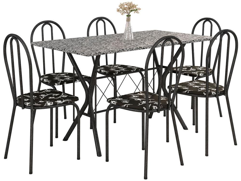 Mesa de Jantar 6 Cadeiras Retangular Preta  - 5