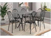 Mesa de Jantar 6 Cadeiras Retangular Preta  - 1